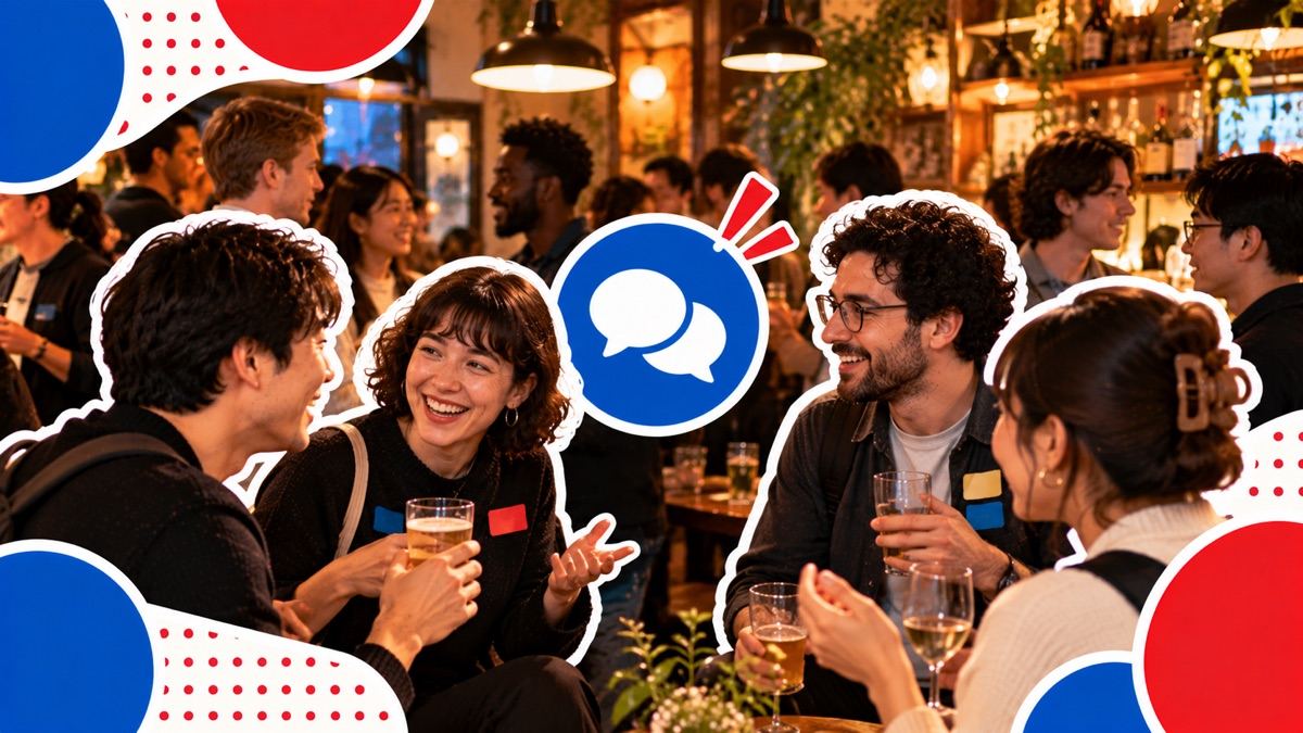 A lively language exchange evening in a Paris bar